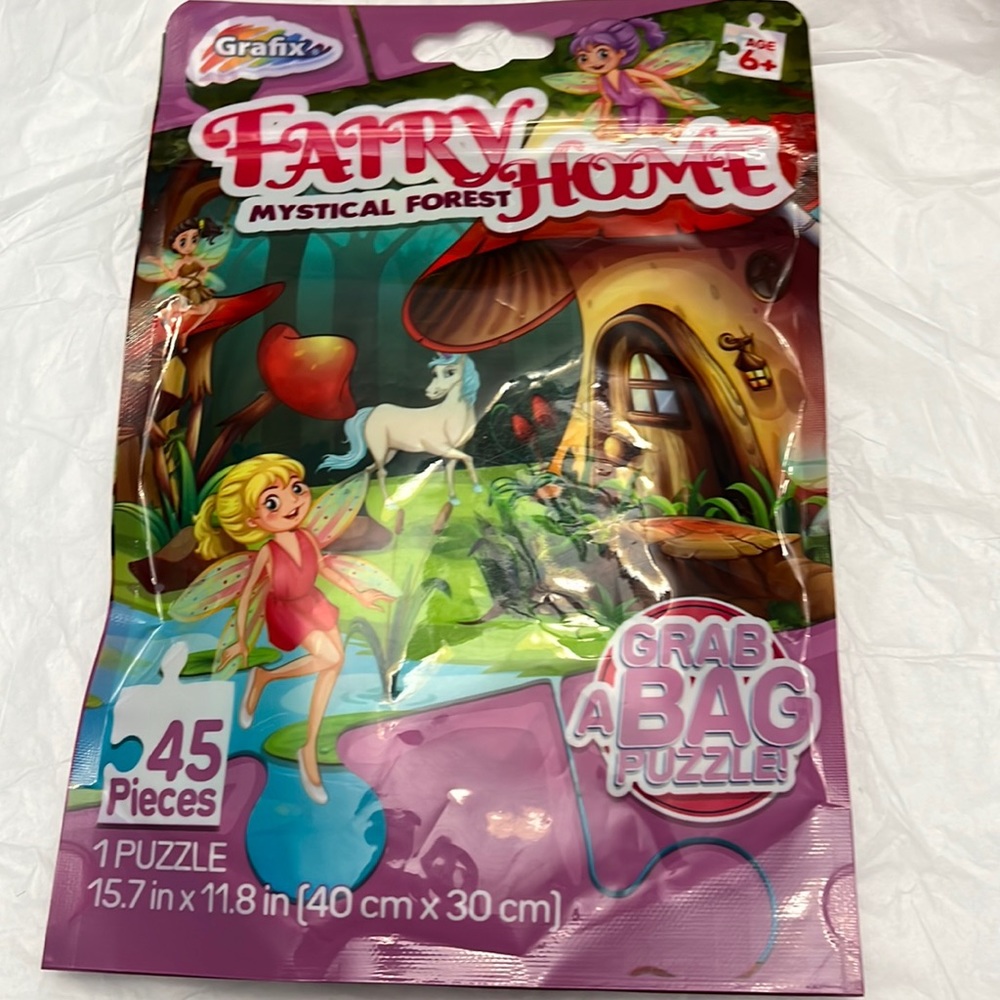 GRAFIX- Grab A BAG PUZZLE For Kids, 45 Pieces-FAIRY HOME MYSTICAL FOREST- NEW